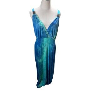 Lascana Venus Dress Women's Size Large Blue Tie Dye Sleeveless Maxi